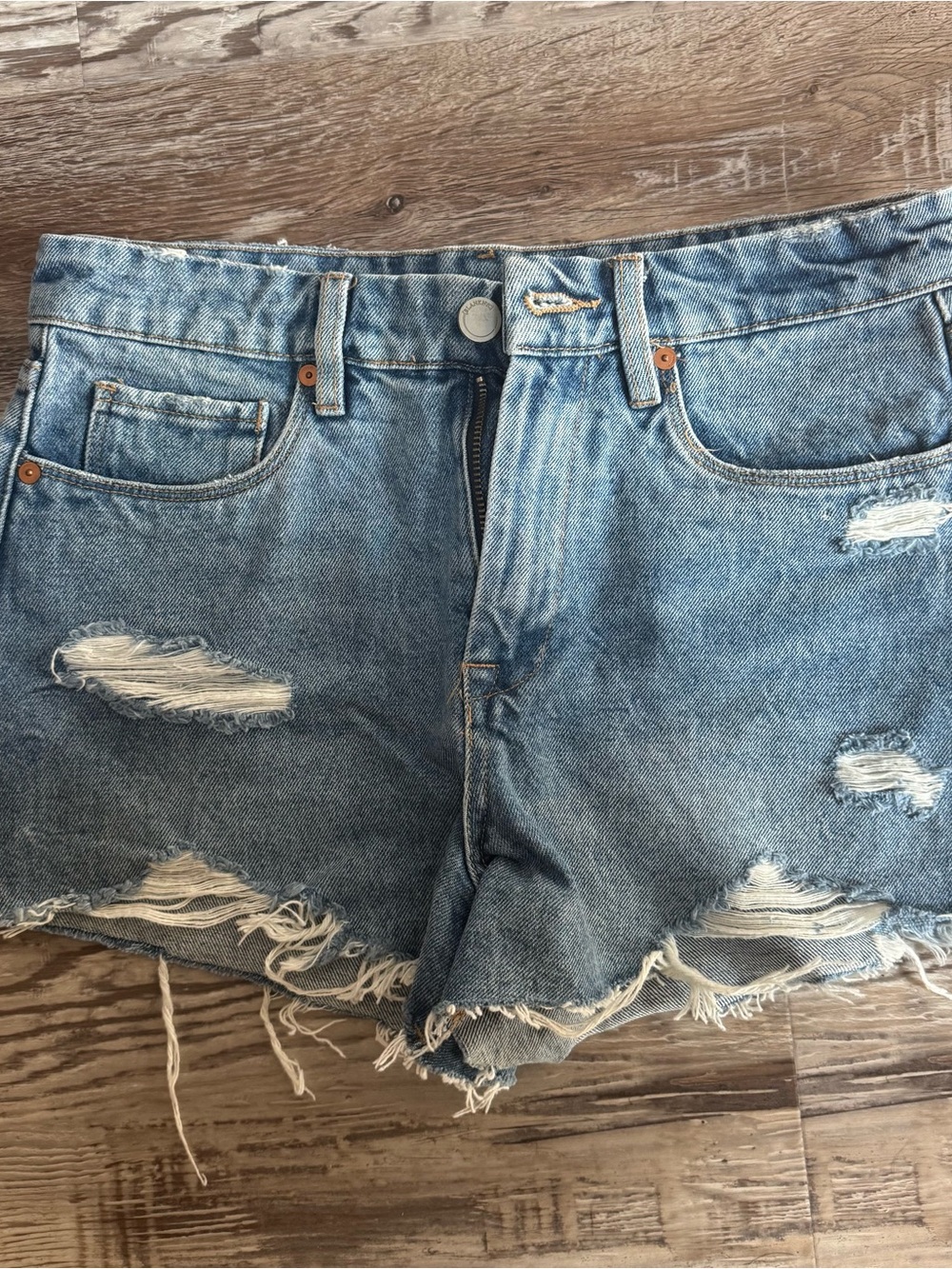 Blank NYC Light Blue Distressed Denim Shorts